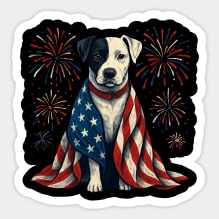 Patriotic PitBull 4th of July Fireworks Sticker